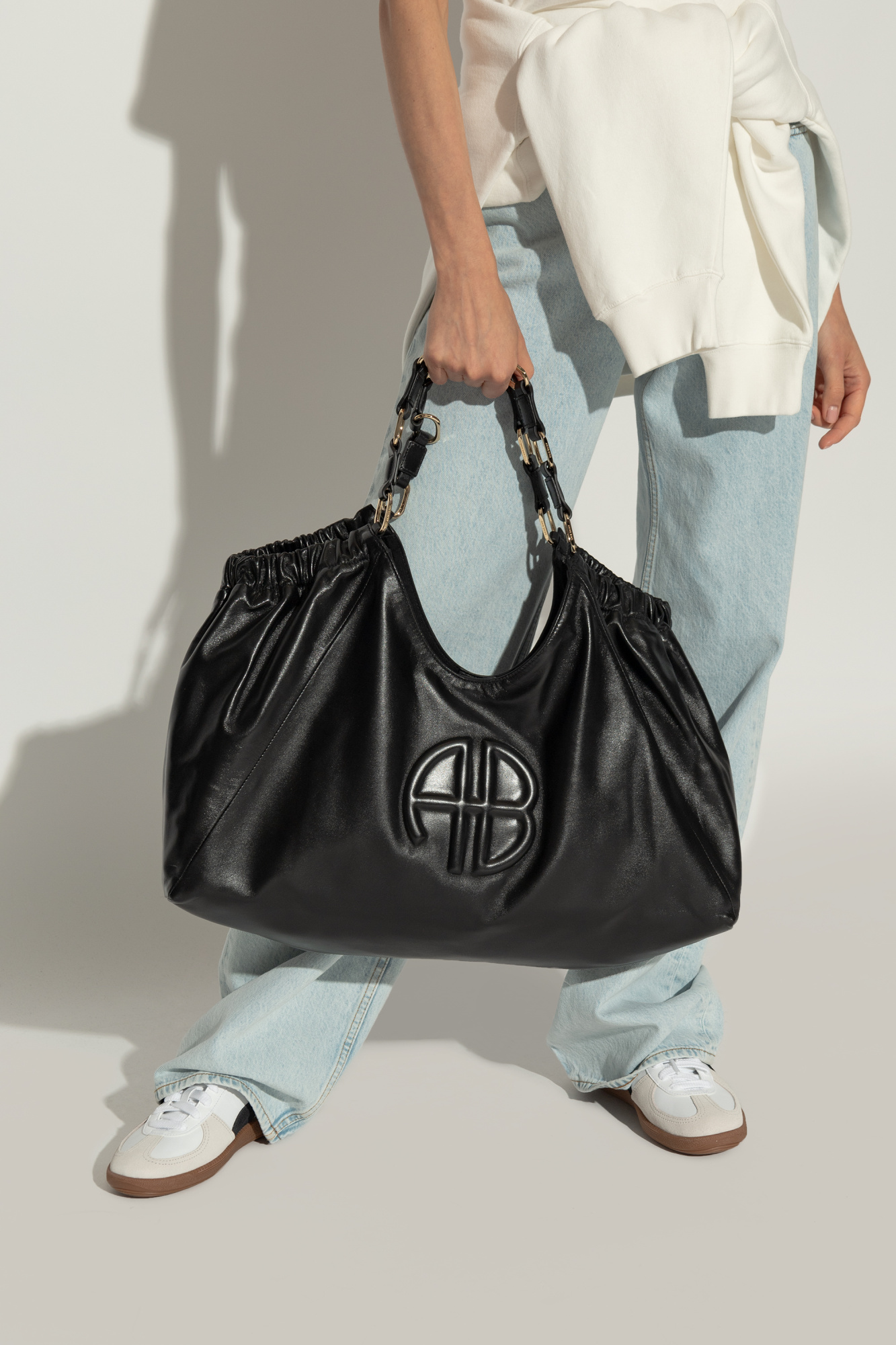 【関税込み】Kate Shopper Bag - Anine Bing - Leather - Black ANINE BING Medium Kate Tote - Black
